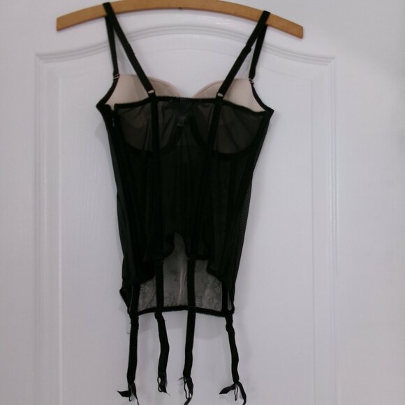 New Victoria's Secret Side Zipper Lace Bustier Garter Black Nude Push-Up 34C - Picture 3 of 11